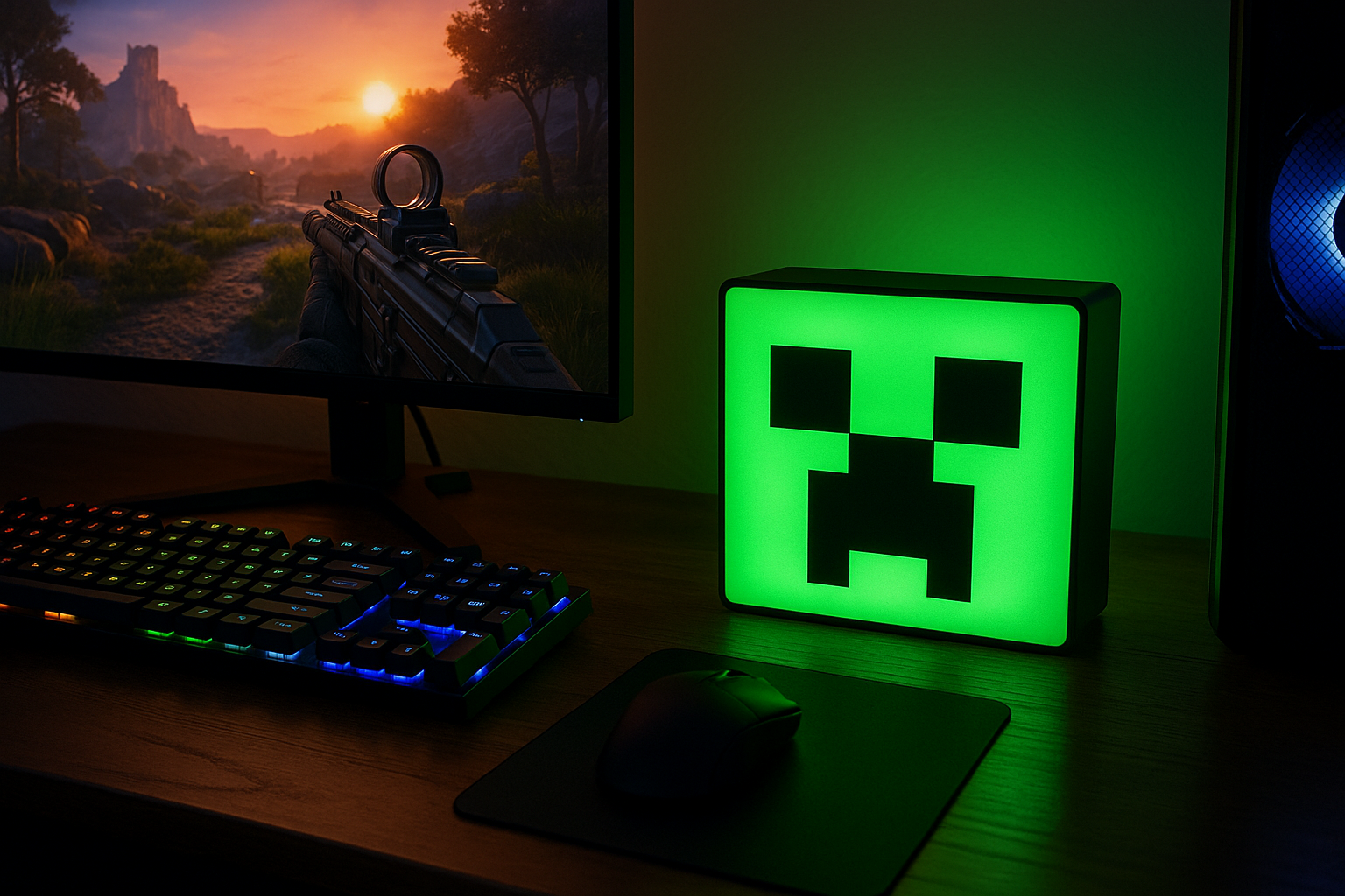 Lámpara Minecraft Creeper