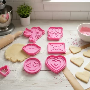Cortantes Galletas Enamorados San Valentín con Sello Set x6 color según stock