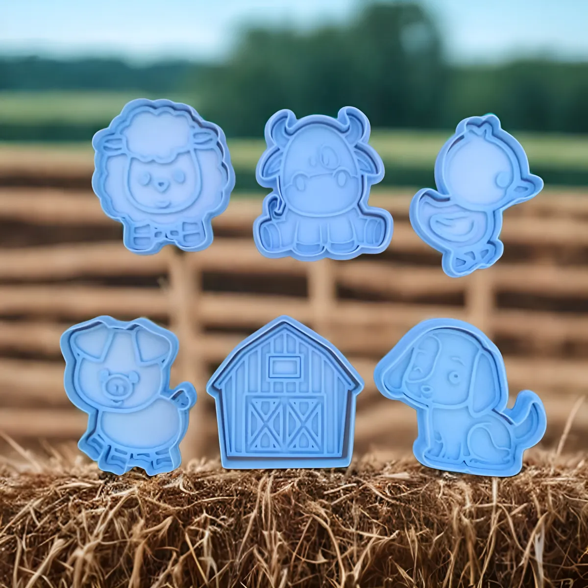 Cortante + Sello Animales Granja Galletitas Setx6 Moldes Color Según Stock