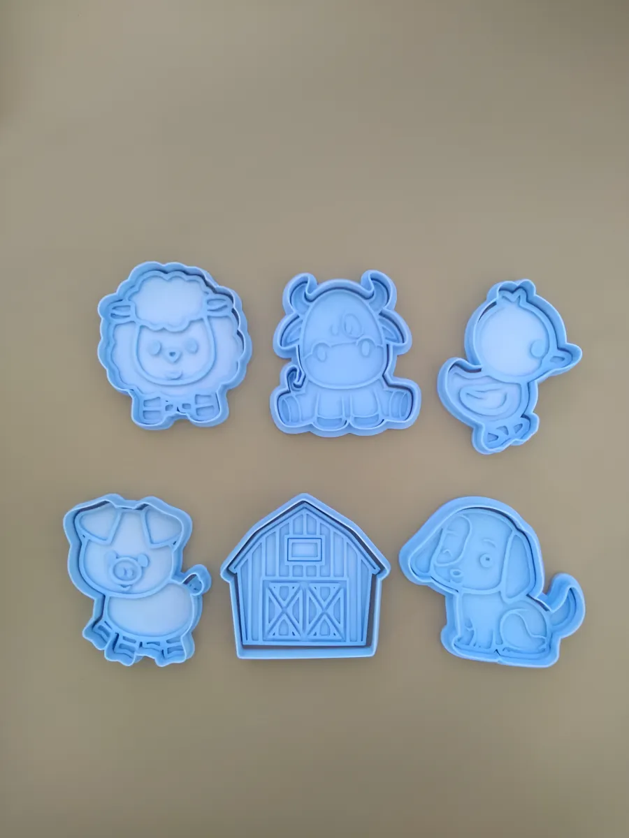 Cortante + Sello Animales Granja Galletitas Setx6 Moldes Color Según Stock