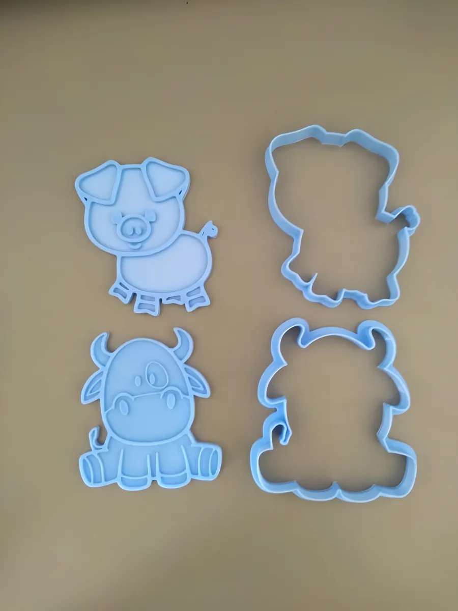 Cortante + Sello Animales Granja Galletitas Setx6 Moldes Color Según Stock