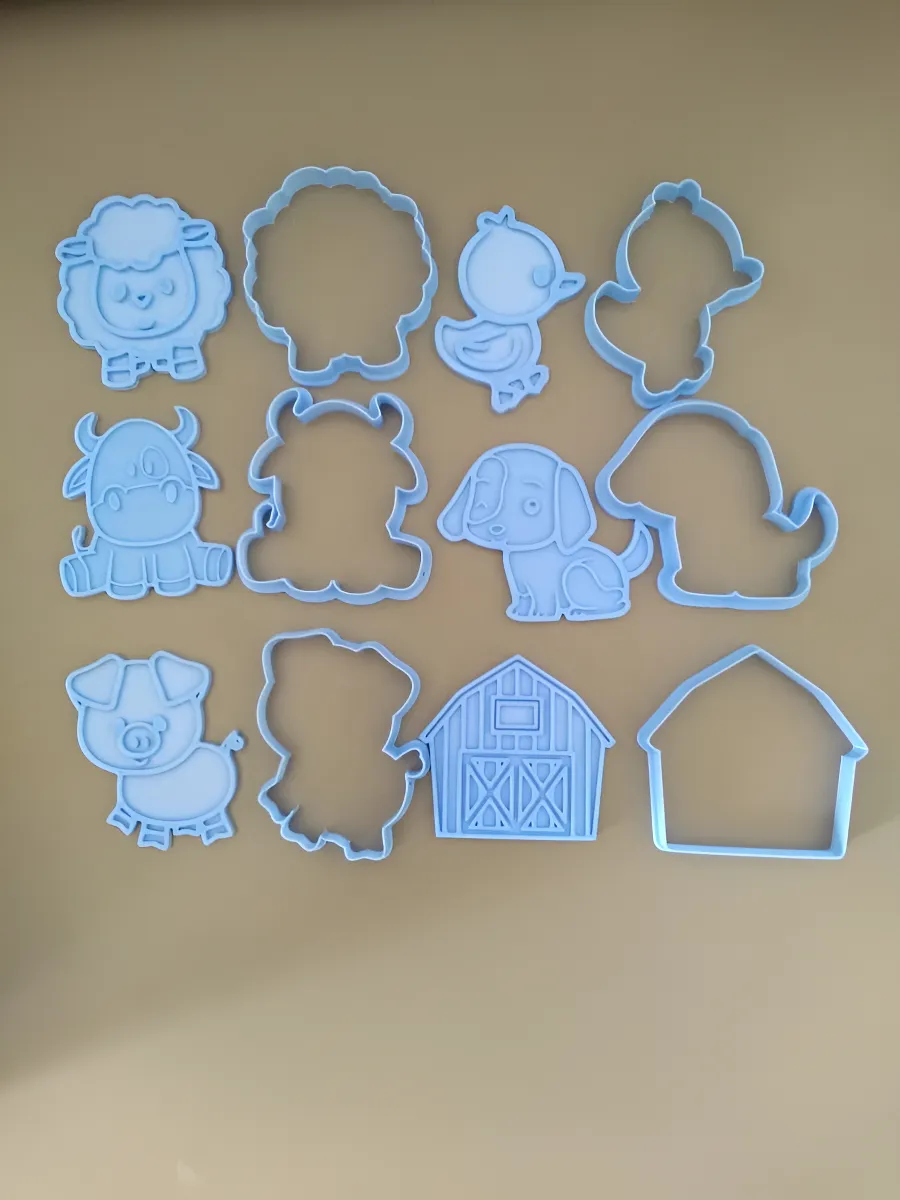 Cortante + Sello Animales Granja Galletitas Setx6 Moldes Color Según Stock