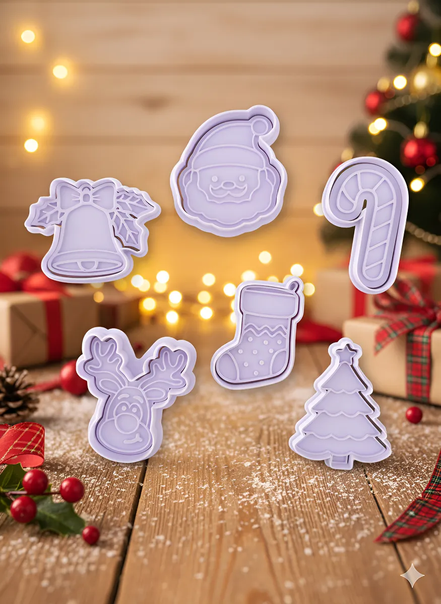 Cortante + Sello Galletitas Navideñas, Set X 6 Moldes color según stock