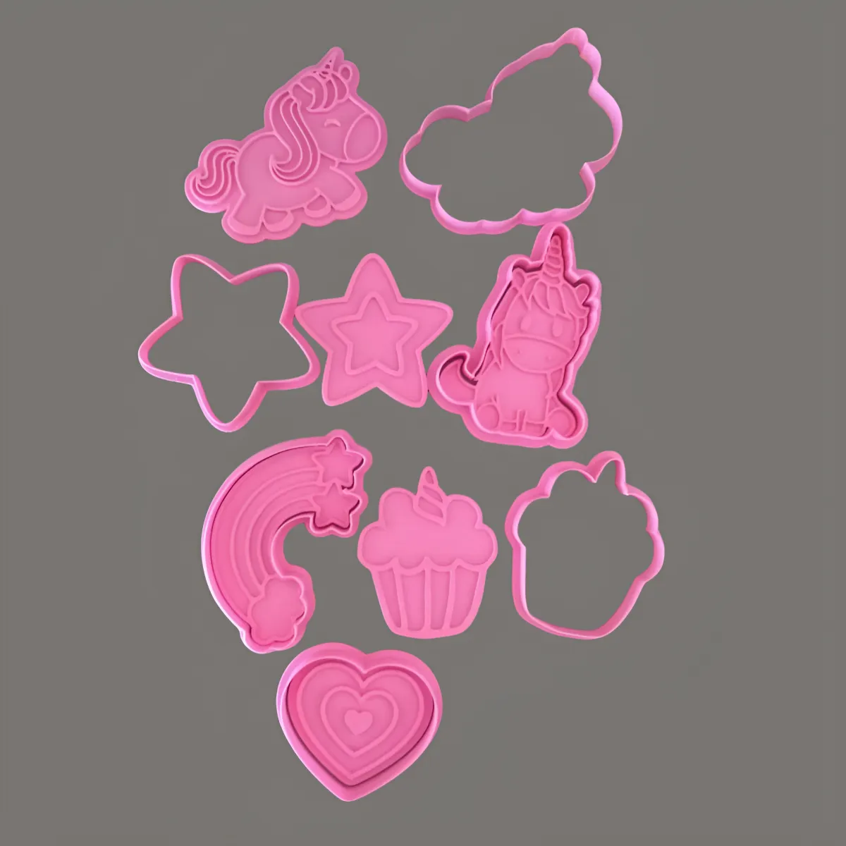 Kit cortante + sello Unicornio Arcoiris Galletitas Masa x6 color según stock