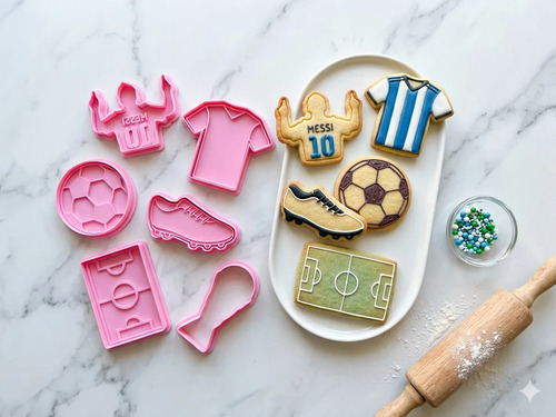 Set Cortantes Galletitas Fútbol Argentina X6 Mundial Color Según Stock